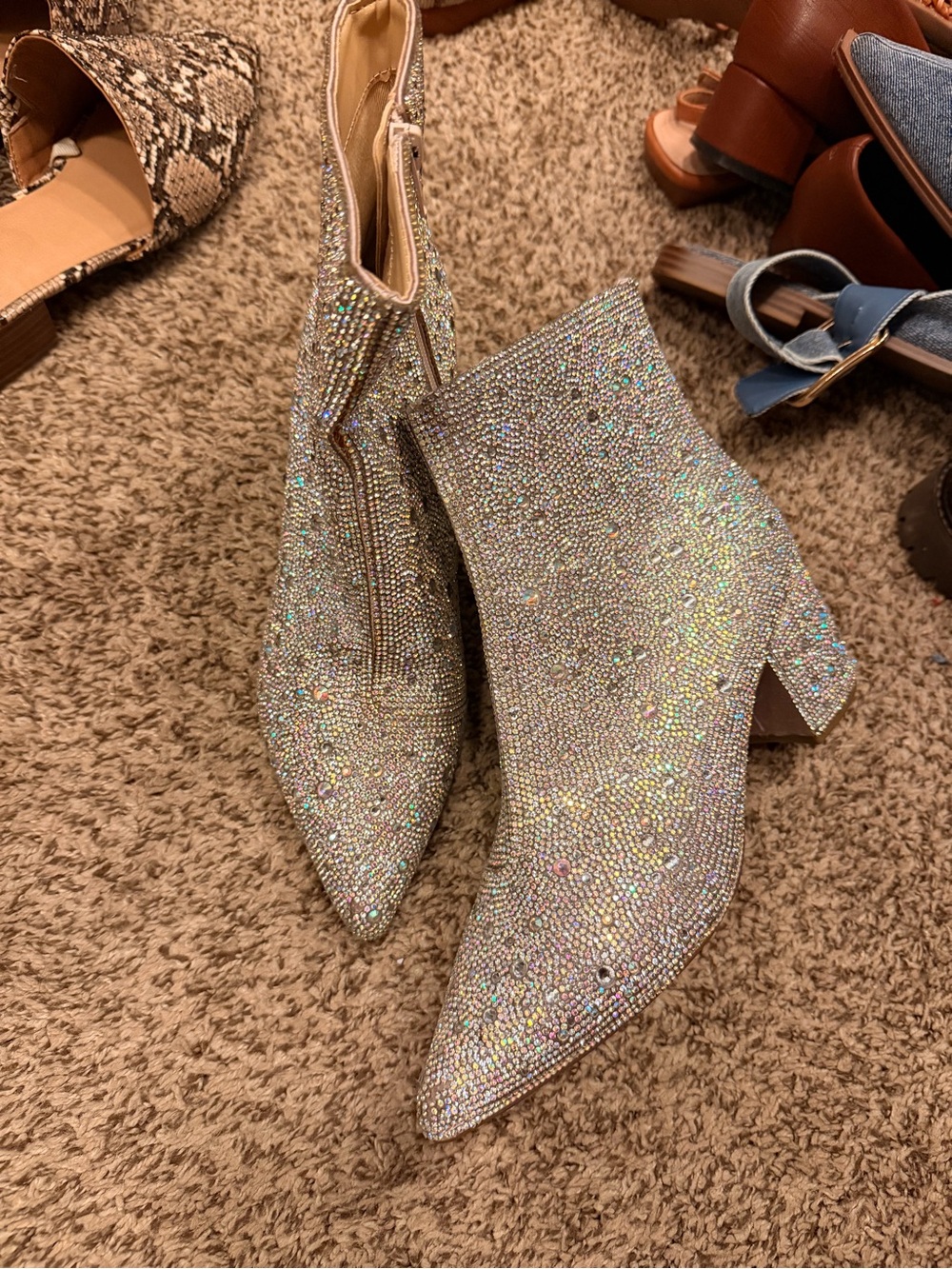 Betsy Johnson Silver Sequins Bootie